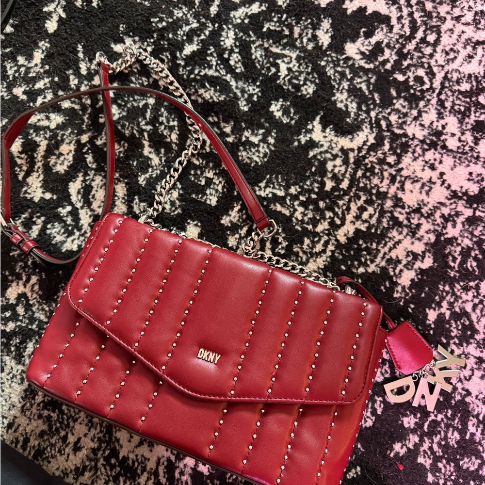 DKNY Red Studded Crossbody Bag